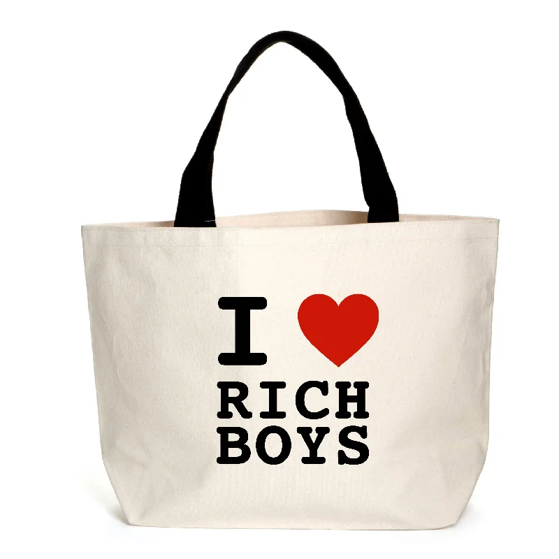 Discover Now I Love Rich Boys Slogan Tote Designer-Inspired Bags At Reduced Prices