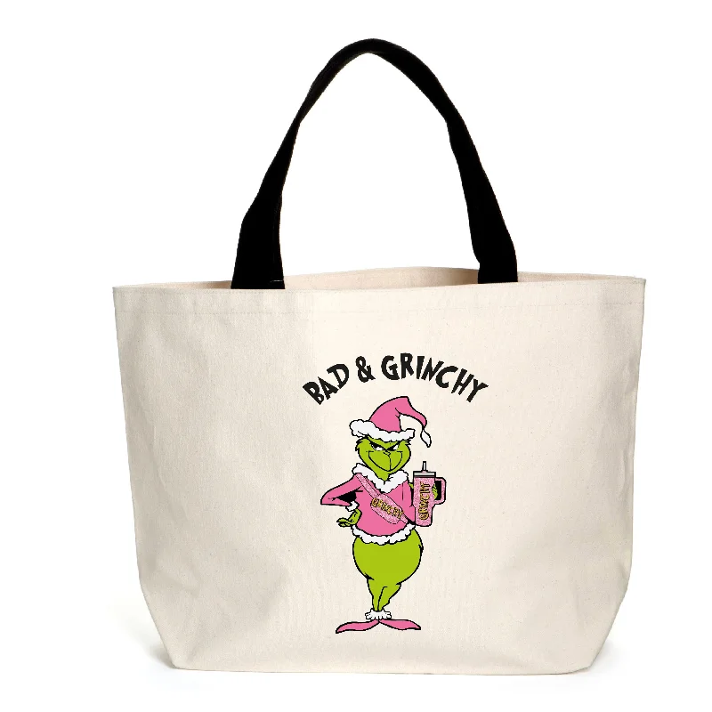 Stylish Deals Bad & Grinchy Tote Stylish And Durable Handbags At Great Value