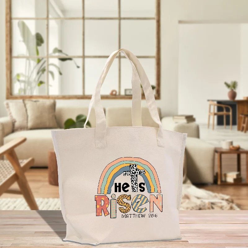 Luxury Bags For Professionals With Discounts He is Risen Christian Cotton Canvas Tote Bag For Women Religious Gifts Church Tote Inspirational Bible Bag Gift For Religious Mother Premium Quality Bags, Budget Prices Luxury Bags For Professionals With Discounts He is Risen Christian Cotton Canvas Tote Bag For Women Religious Gifts Church Tote Inspirational Bible Bag Gift For Religious Mother Premium Quality Bags, Budget Prices