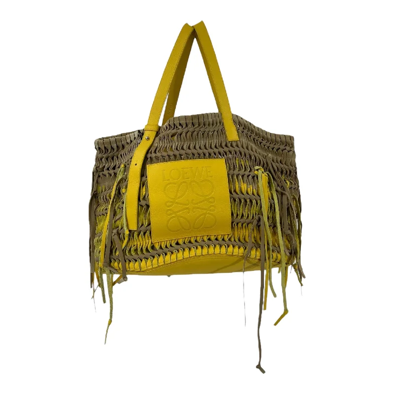 LOEWE/Bolso/WovenTote Bag/Yellow/Leather/ Shop Stylish Bags At Unbeatable Prices