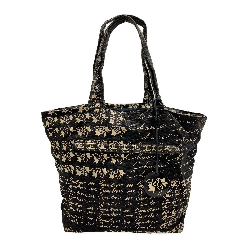 CHANEL/Tote Bag/Black/Cotton/All Over Print/LUXB/ Stylish Totes, Special Discounts