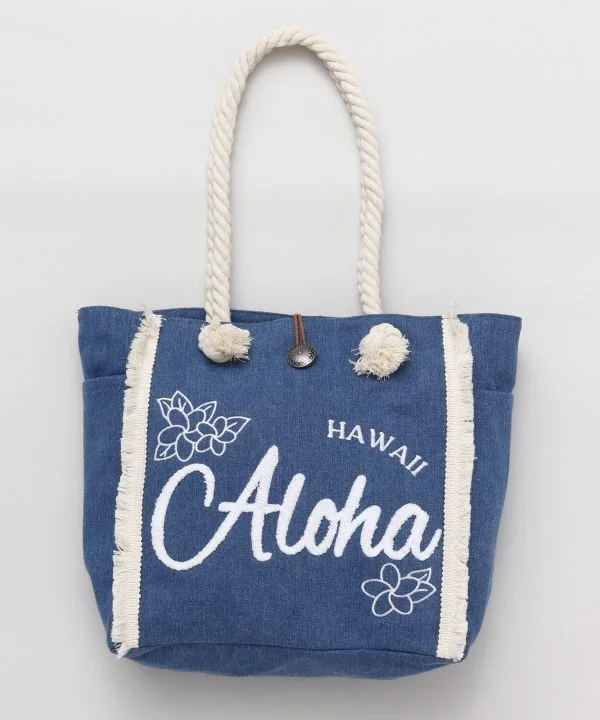 Plumeria Denim Tote Bag Luxury Bags, Budget Prices