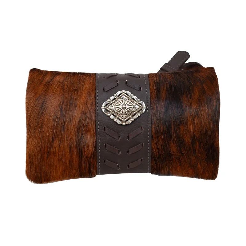 American West Womens Grab and Go Brindle Hair-On Leather Crossbody Bag Fashion Bags With Huge Discounts