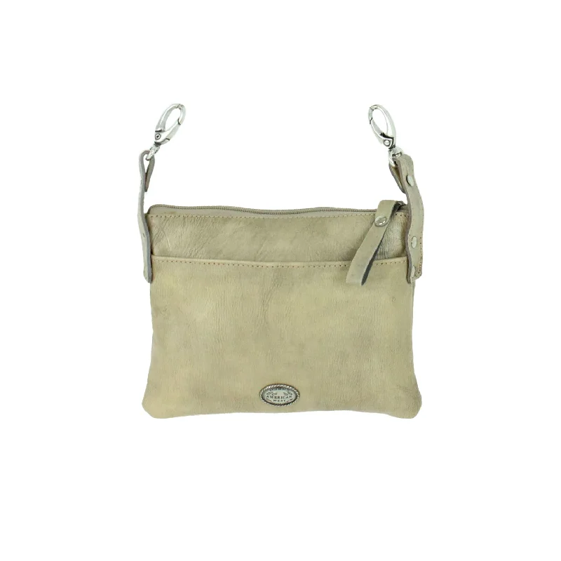 American West Womens Hitchin Post 8in Sand Leather Crossbody Bag Flash Sale On Designer Bags