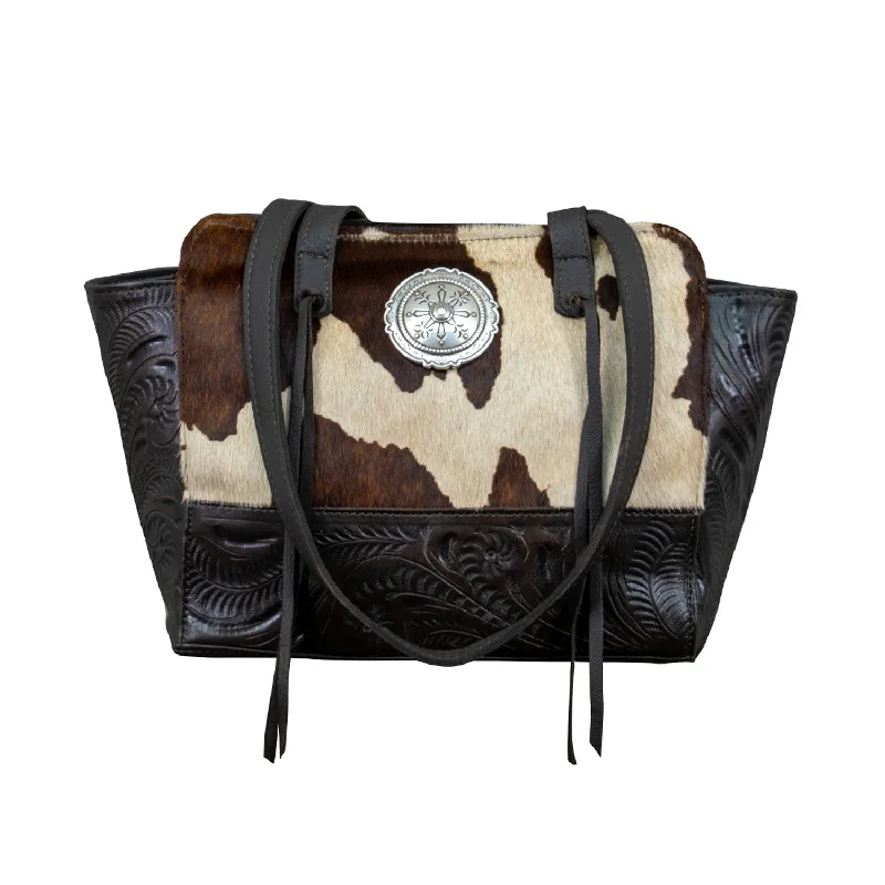 American West Womens Cow Town 11in CC Pony Hair-On Leather Shoulder Tote Bag Designer-Inspired Bags At Reduced Prices