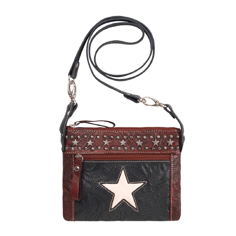 American West Womens Trail Rider Navy Blue Leather Crossbody Bag Everyday Elegance At Special Prices