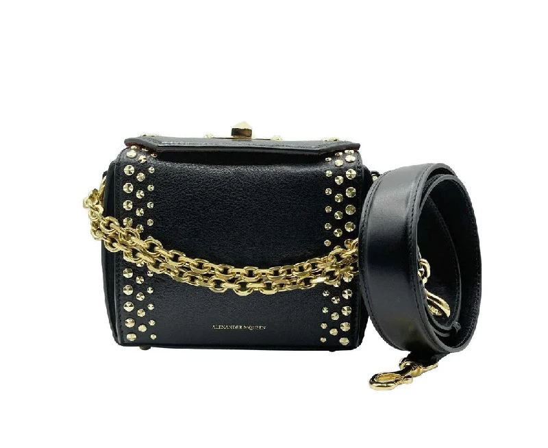 Alexander McQueen Women's Black Leather Gold Studded Box 16 Crossbody Bag 554127 1000 Best Bag Sale Of The Season