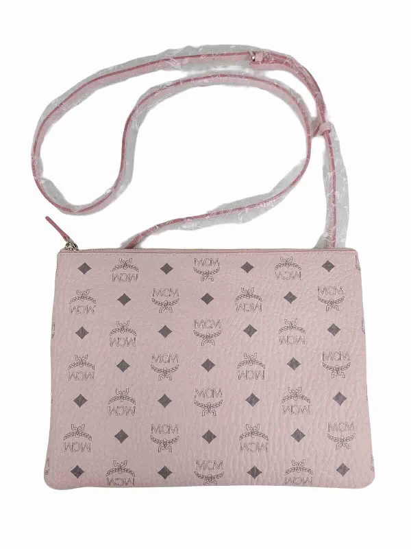 MCM Women's Powder Pink Visetos Coated Canvas Crossbody Pouch Bag MYZCATA07QH001 Luxury Handbags, Budget-Friendly