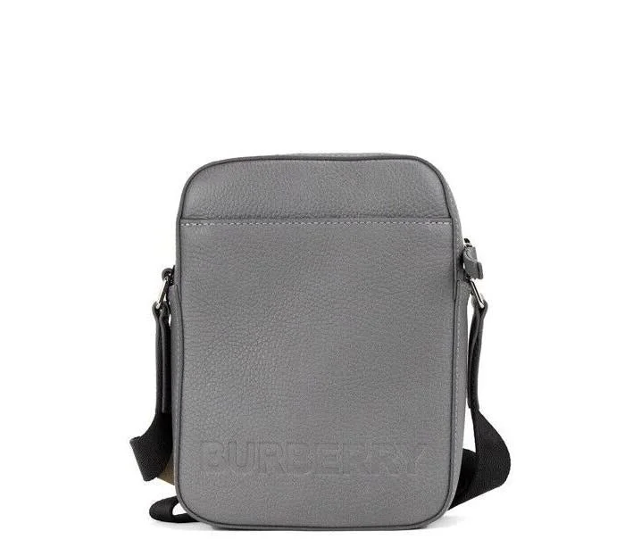 Burberry Grey Embossed Logo Grainy Leather Crossbody Handbag Carry Elegance For Less – Best Bag Deals Here