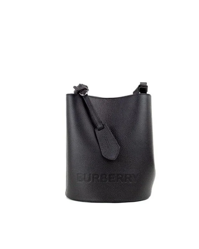 Burberry Black Pebbled Leather Bucket Crossbody Handbag Trendy And Timeless Handbags Now On Sale
