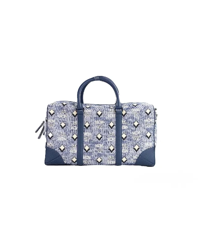 MCM Vintage Denim Duffle Bag with Crossbody Strap Premium Handbags At Unbeatable Markdowns