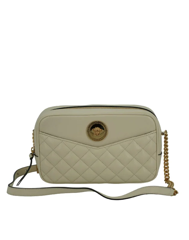 Versace Elegant White Leather Camera Shoulder Women's Bag Premium Handbags At Budget-Friendly Prices Versace Elegant White Leather Camera Shoulder Women's Bag Premium Handbags At Budget-Friendly Prices