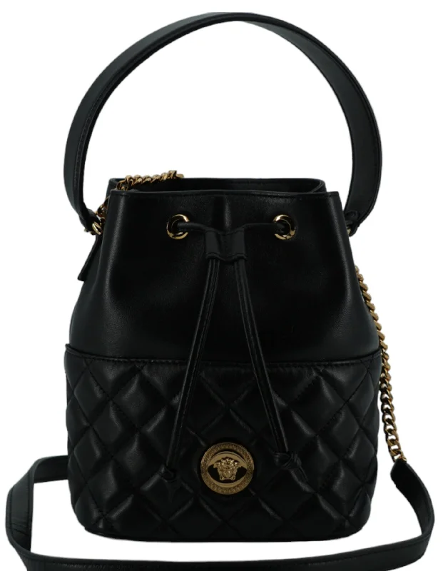 Versace Elegant Black Leather Bucket Shoulder Women's Bag Iconic Fashion Bags At Unbeatable Savings Versace Elegant Black Leather Bucket Shoulder Women's Bag Iconic Fashion Bags At Unbeatable Savings