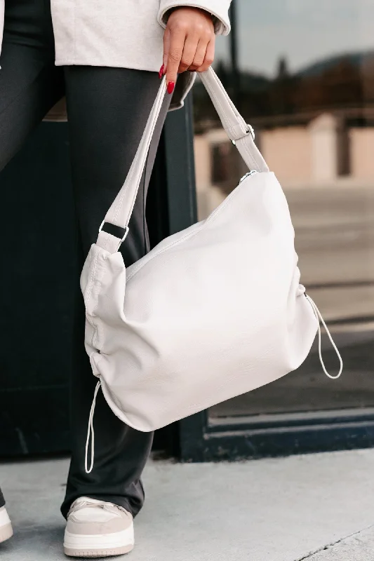 Got It Handled Faux Leather Ruched Shoulder Bag (Ivory) Chic Bags, Shop Now & Save