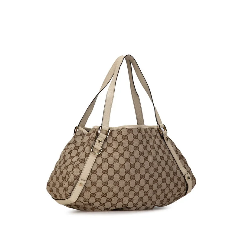 Gucci GG Canvas Abbey Tote Bag S Bag 130736 Beige Ivory Canvas Leather  Gucci Limited-Time Sale On Trendy Handbags – Don't Miss Out