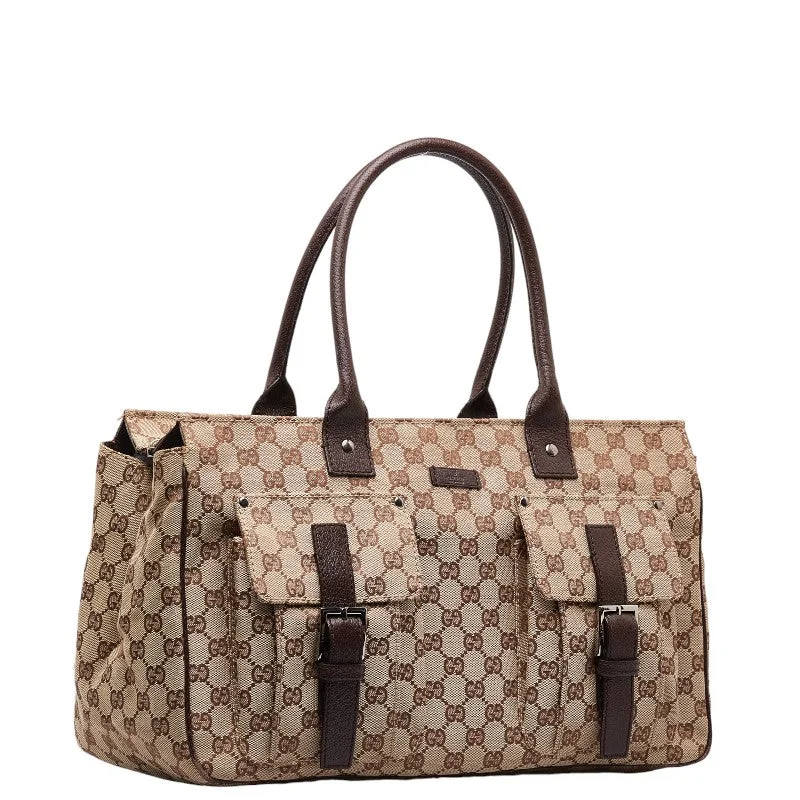 Gucci GG canvas handbag Tote bag 114267 Beige Brown canvas leather ladies Gucci Designer Bags, Low Prices