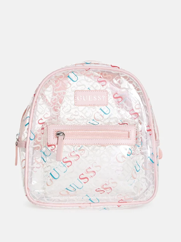 Logo Print Clear Plastic Backpack Designer Bags At Exclusive Clearance Prices