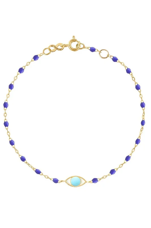 6.7" Eye Classic Gigi Bracelet - Bleuet and Yellow Gold