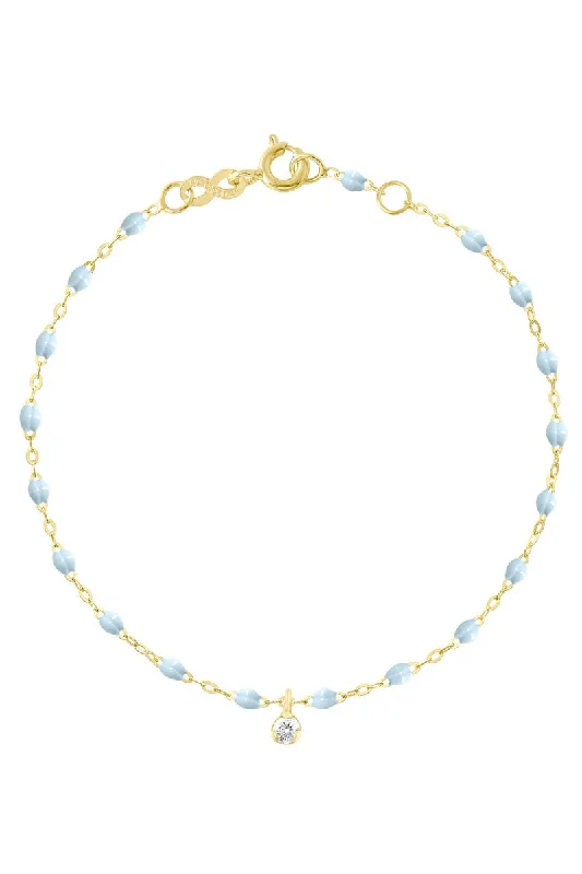 6.7" Gigi Supreme 1 Diamond Bracelet - Baby Blue + Yellow Gold