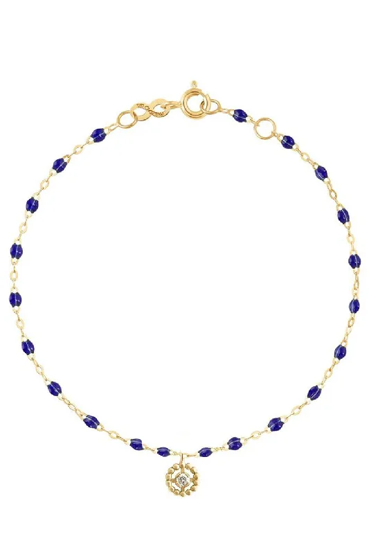 6.7" Lucky Puce Mini Gigi Bracelet - Lapis + 18K Yellow Gold