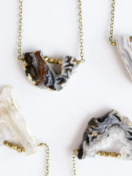 Agate Slice Necklace - Dark