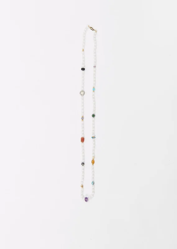 Exclusive Online Discounts On Stylish Jewelry White Agate Stripe Beaded Necklace 80cm