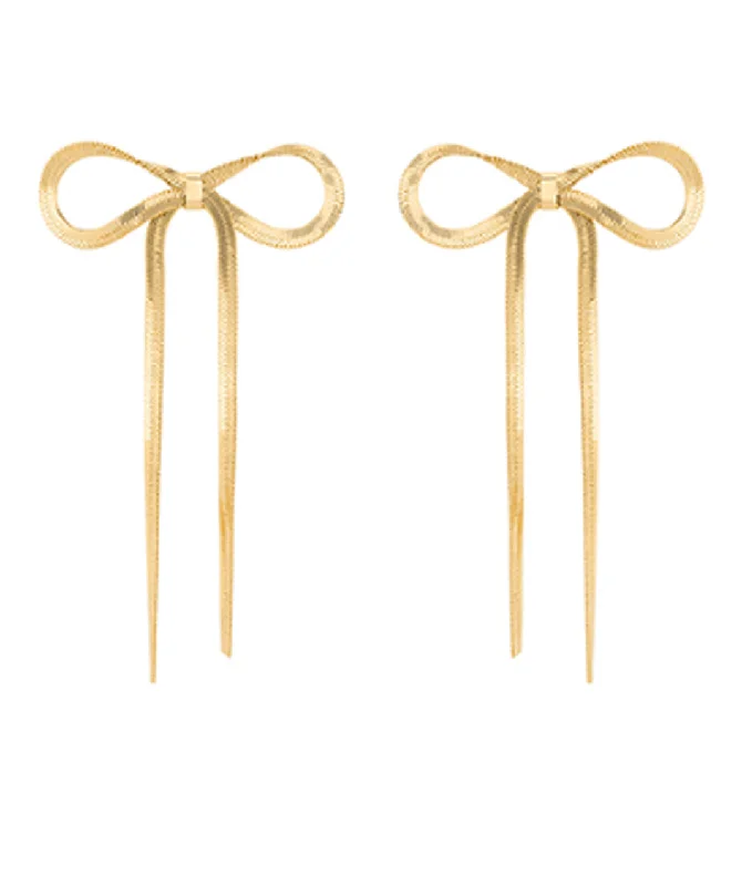 Melanie Bow Herringbone Chain Earrings