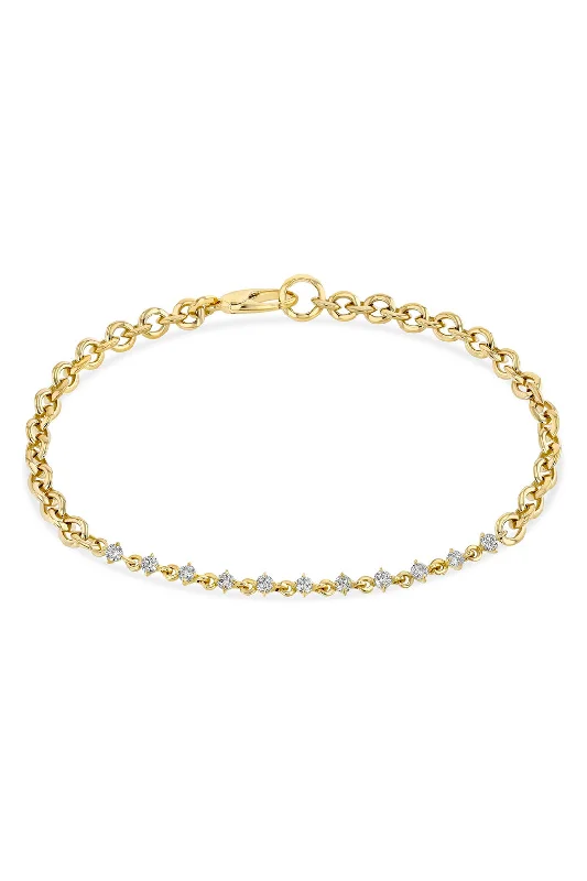 Micro Chain Bracelet with Eclat Diamonds - 18K Yellow Gold