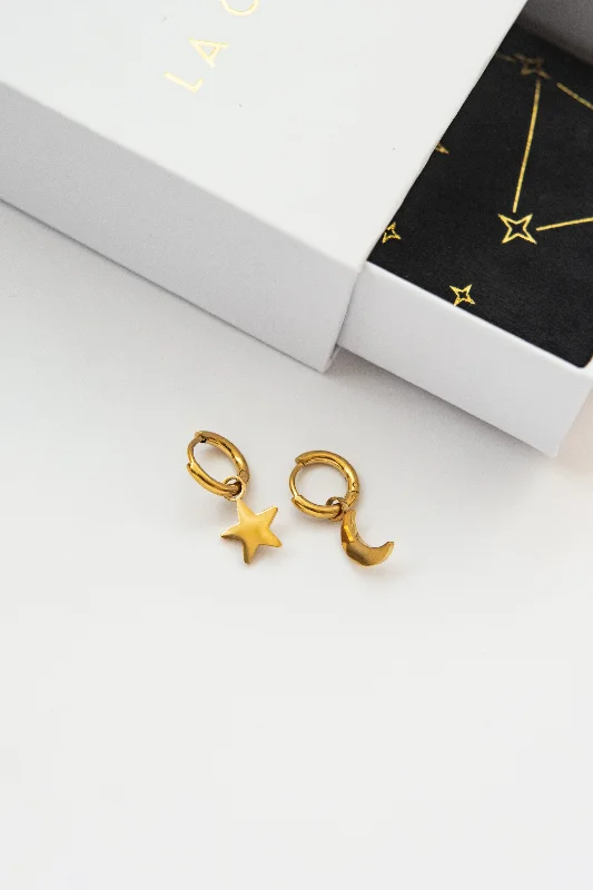 MOON AND STAR HOOP EARRINGS