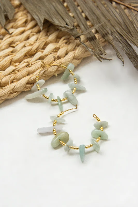 STONE HOOP EARRINGS // TURQUOISE