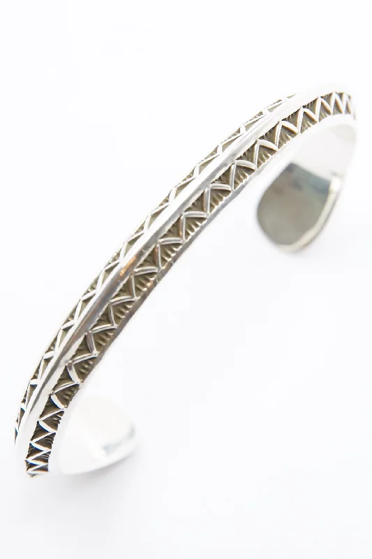 Sterling Silver Triangle Cuff by Lyle Secatero - Mountain Cuff