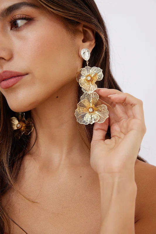 Talia Flower Filagree Teardrop Earrings