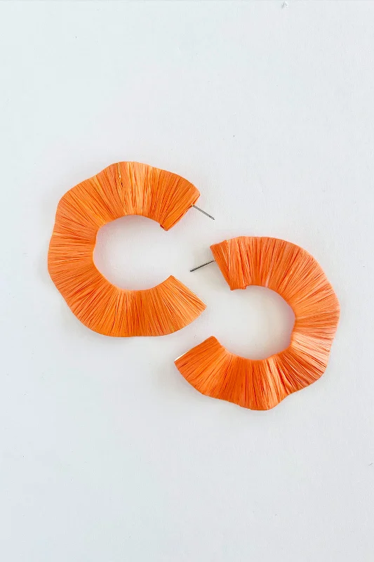 SALE - Tillie Wrapped Wavy Raffia Hoops