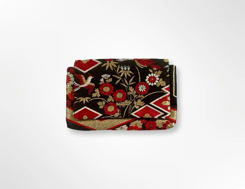 Black, Red and Gold Floral Clutch Designer Bags At Low Prices