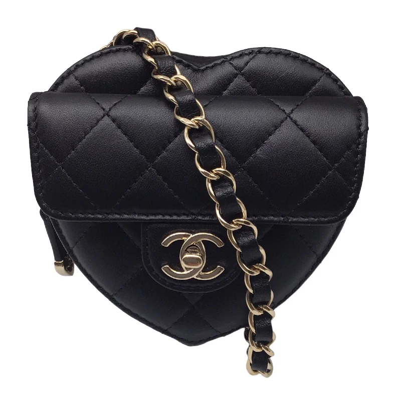 Chanel Black 2022 Quilted Lambskin Leather Mini Heart Handbag Timeless Handbags At Reduced Prices