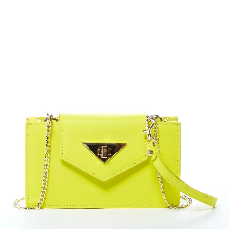 Mary Bright Yellow Small Crossbody Leather Wristlet Elegant Purses At Clearance Prices