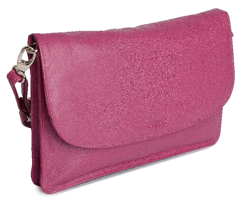 SADDLER OLIVIA Leather Slimline 3-Section Clutch - Ajustable Strap, Multiple Pockets, Crossbody or Clutch - RFID Protected Limited-Stock Handbag Sale For A Stylish Look