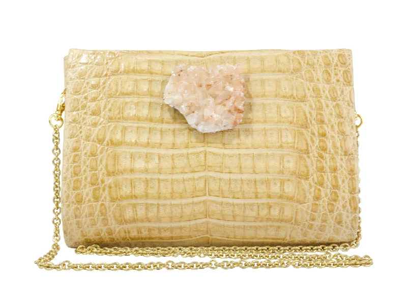 Tan Matte Crocodile & Quartz Crystal Limited-Time Handbag Sale
