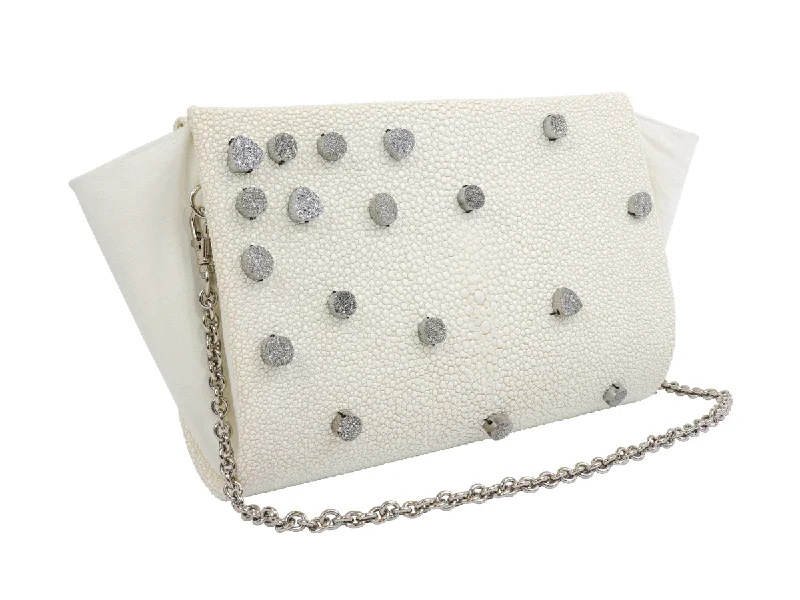 The White Stingray & Platinum Druzies Classic Clutch Upgrade Your Look With Fashionable Bags