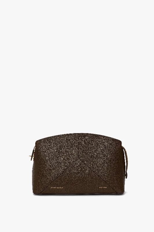 Victoria Clutch Bag In Khaki Grained Leather Chic Bags, Shop Now & Save
