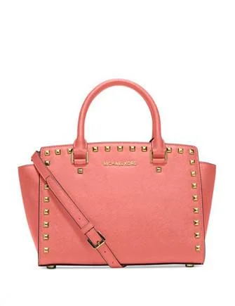 Michael Michael Kors Medium Selma Studded Saffiano Satchel Best Deals On Premium Handbags