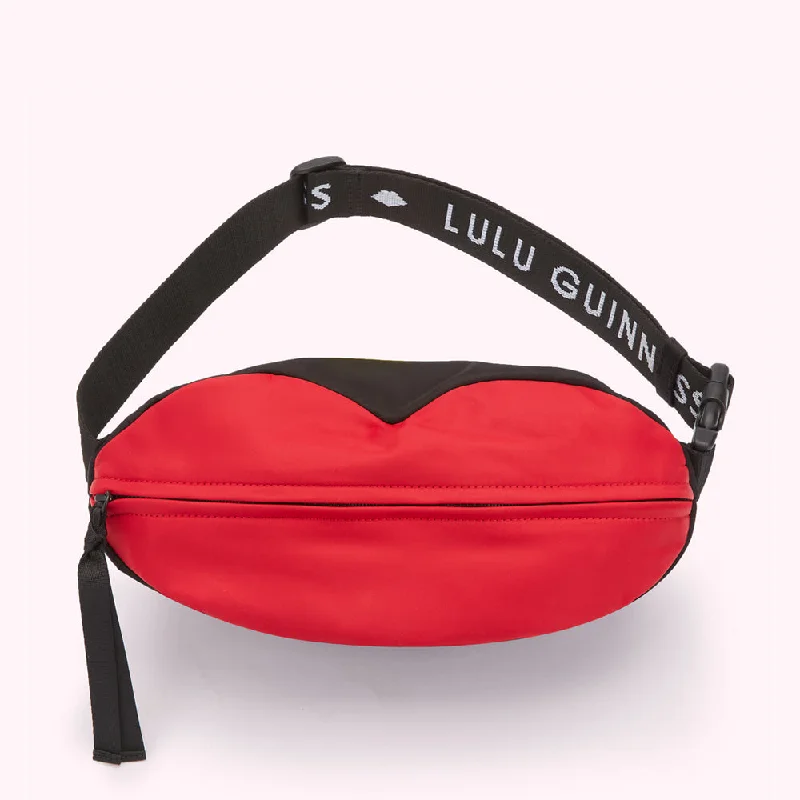 BLACK MULTI PUCKER UP LIPS BELT BAG Trendy Backpacks, Huge Markdowns