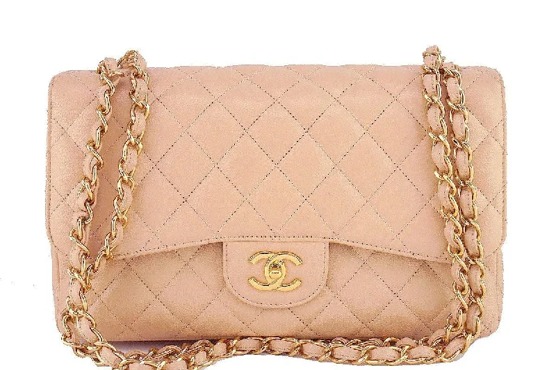 Chanel Beige Clair Caviar Jumbo 2.55 Classic Double Flap Bag Timeless Handbags, Flash Sale