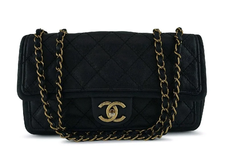 Chanel Black Aged Calf Framed Medium Classic Flap Bag Must-Have Bags At Irresistible Discounts