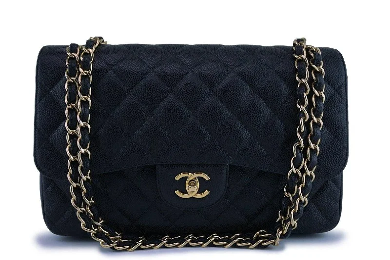 Chanel Black Caviar Jumbo 2.55 Classic Double Flap Bag GHW Unmissable Deals On Everyday Handbags