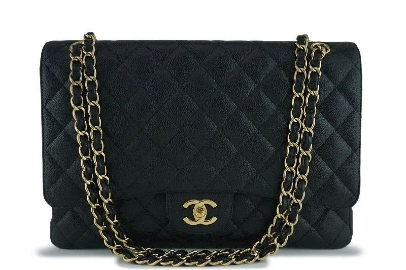 Chanel Black Caviar Maxi Quilted Classic 2.55 Jumbo XL Flap Bag GHW The Ultimate Sale On Must-Have Handbags