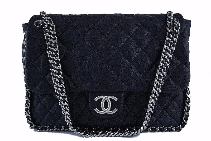 Chanel Black Chain Around Maxi Luxe Flap Bag Carry Elegance For Less