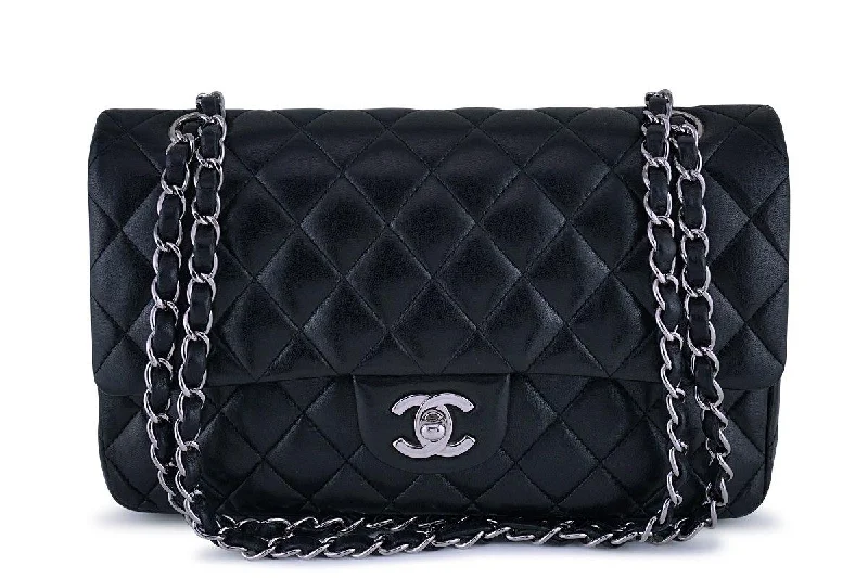 Chanel Black Lambskin Medium Classic 2.55 Double Flap Bag SHW The Ultimate Handbag Sale – Elegant Styles At Lower Prices
