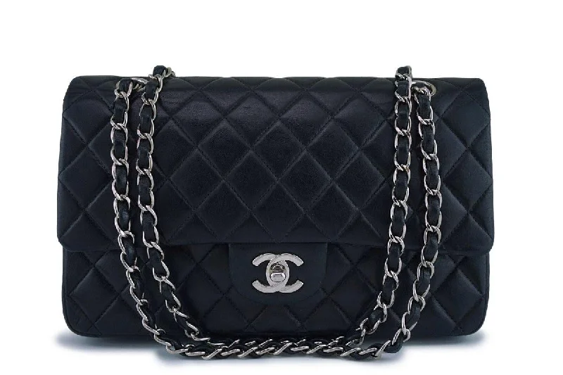 Chanel Black Lambskin Medium Classic 2.55 Double Flap Bag SHW Stylish And Durable Handbags At Great Value