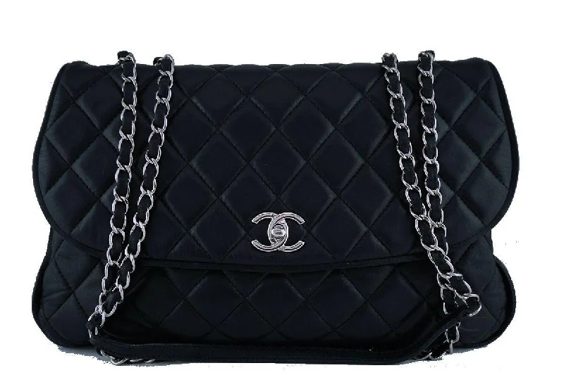 Chanel Black Maxi/Jumbo sized Quilted Soft Classic Messenger Flap Bag Shoulder Bags, Best Deals Today